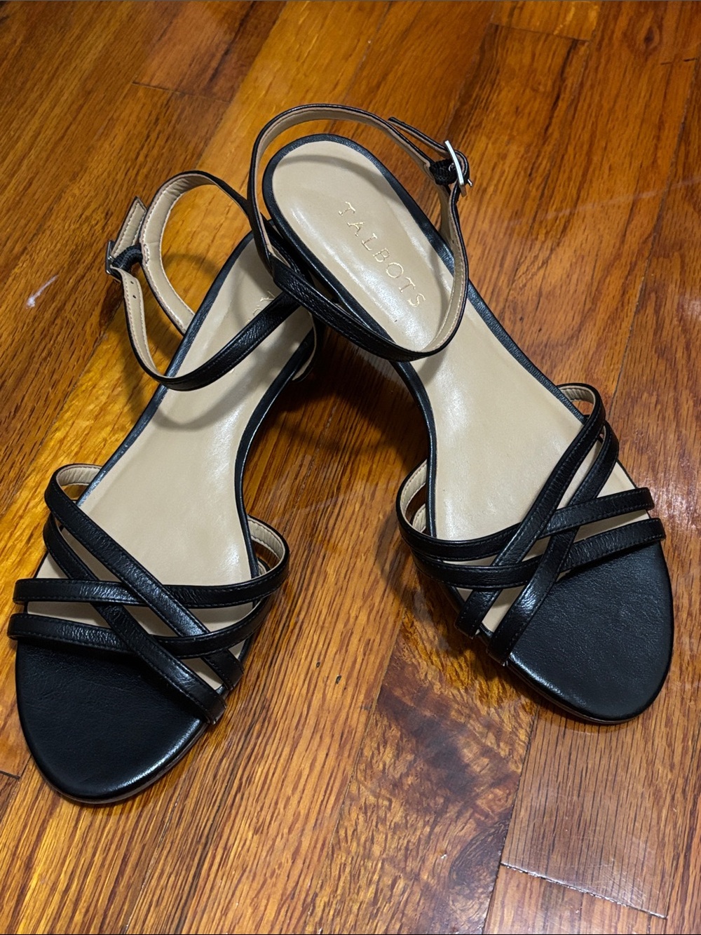 NWOB Talbots Capri Black Strappy Wedge Sandals
